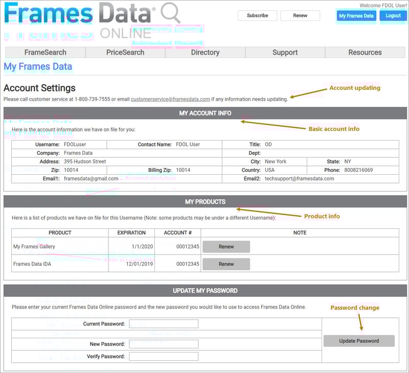 Take a Tour of Frames Data Online